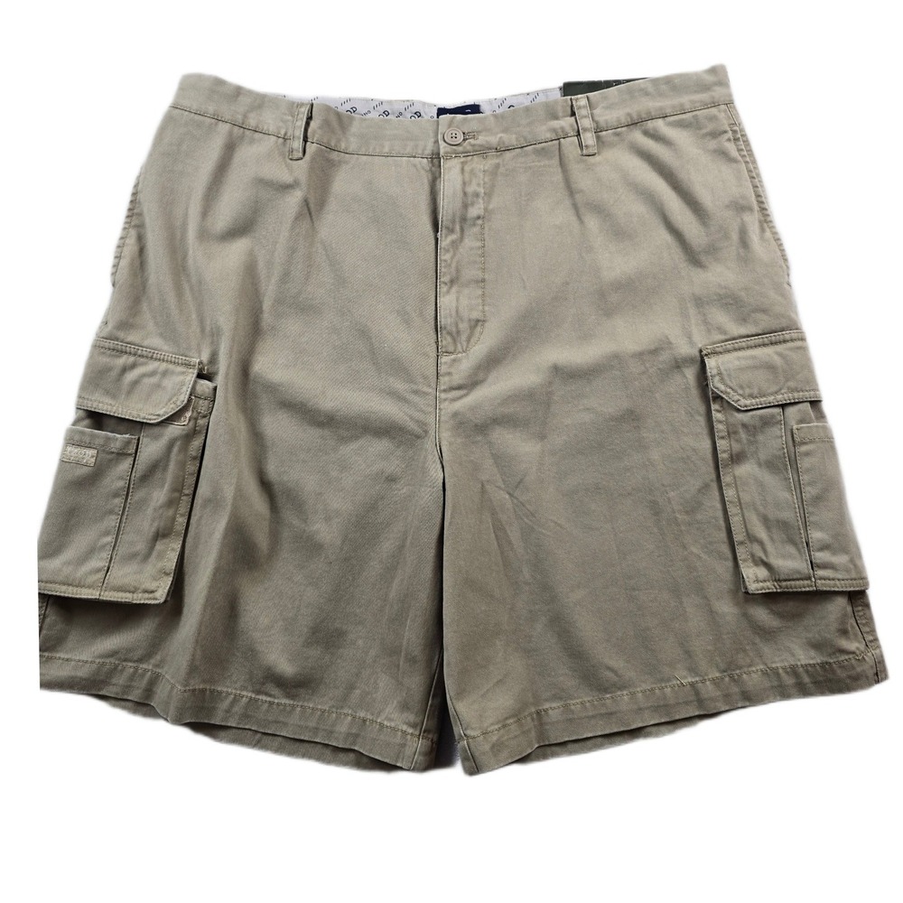 IZOD Twill Cargo Shorts Mens 42 Khaki Tan 100% Cotton O-9 Chino NEW